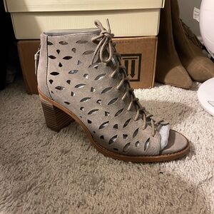 Taupe Cutout Lace-Up Heeled Sandals